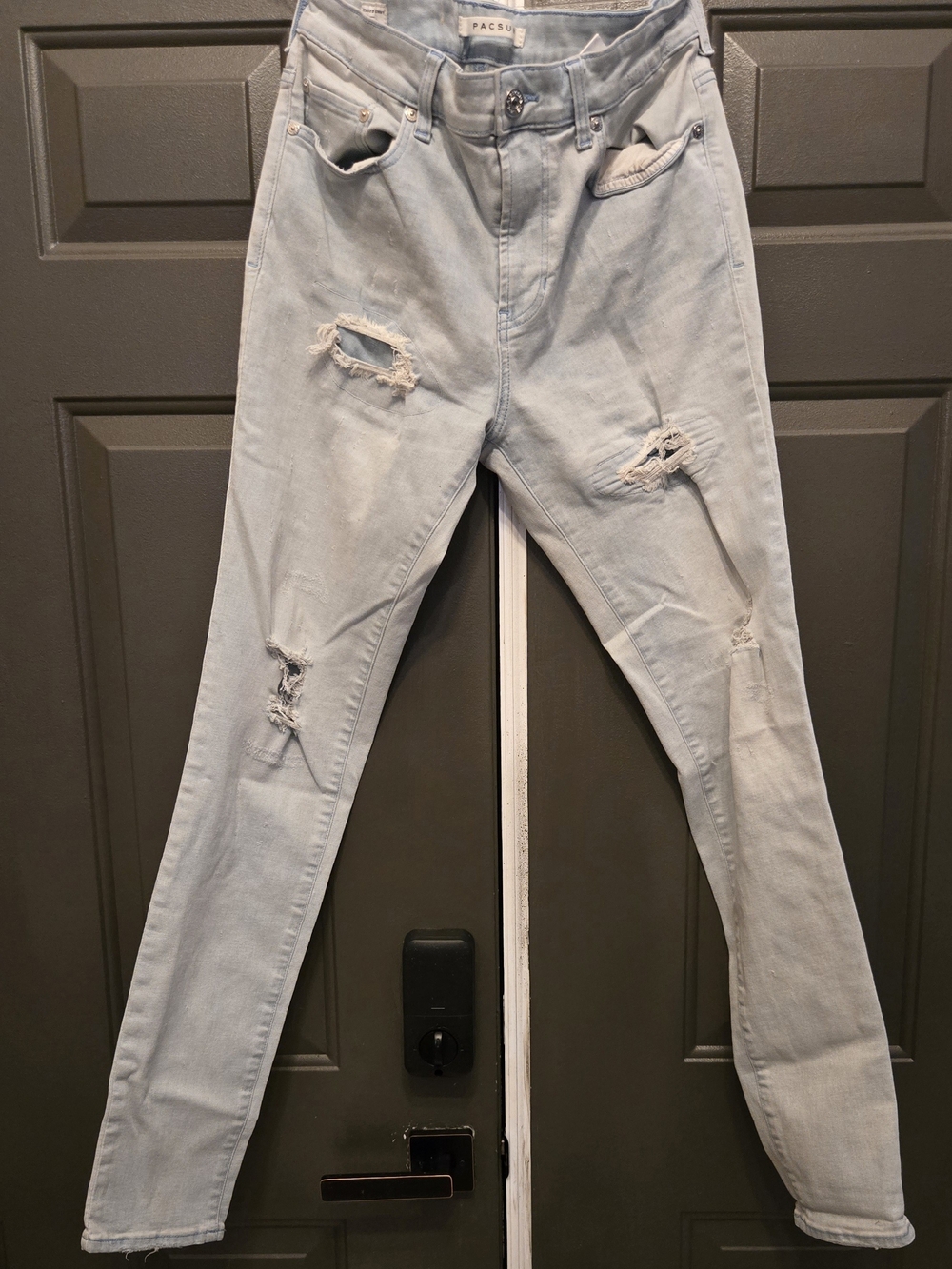 PacSun Men's Stacked Skinny Distressed Light Wash Jeans